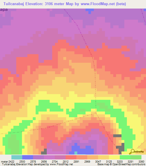 Tuilcanabaj,Guatemala Elevation Map