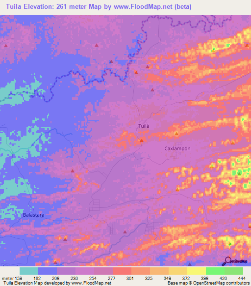 Tuila,Guatemala Elevation Map