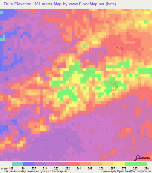 Tuila,Guatemala Elevation Map