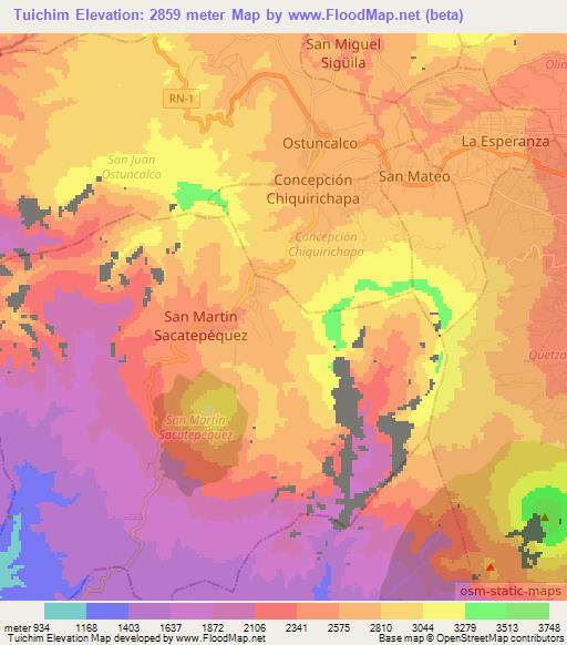 Tuichim,Guatemala Elevation Map