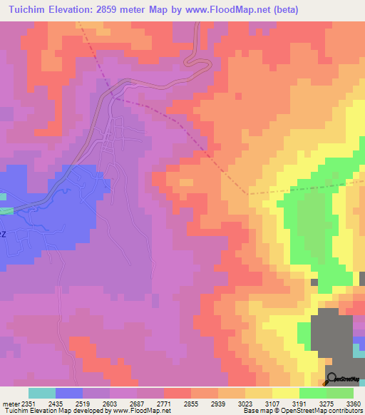 Tuichim,Guatemala Elevation Map