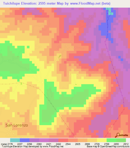 Tuichilupe,Guatemala Elevation Map