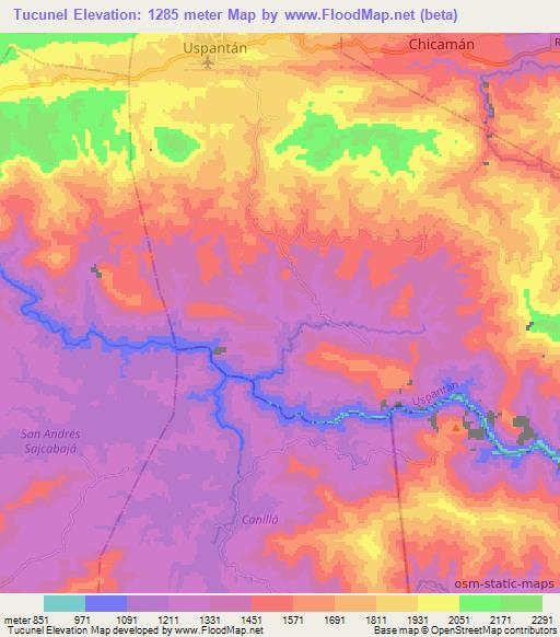 Tucunel,Guatemala Elevation Map