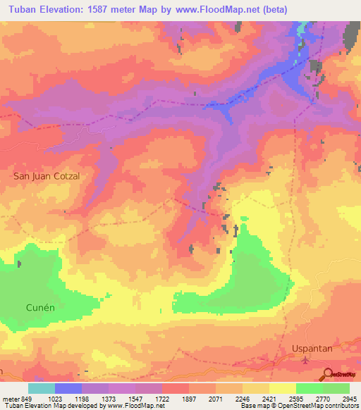 Tuban,Guatemala Elevation Map