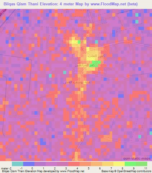 Bilqas Qism Thani,Egypt Elevation Map