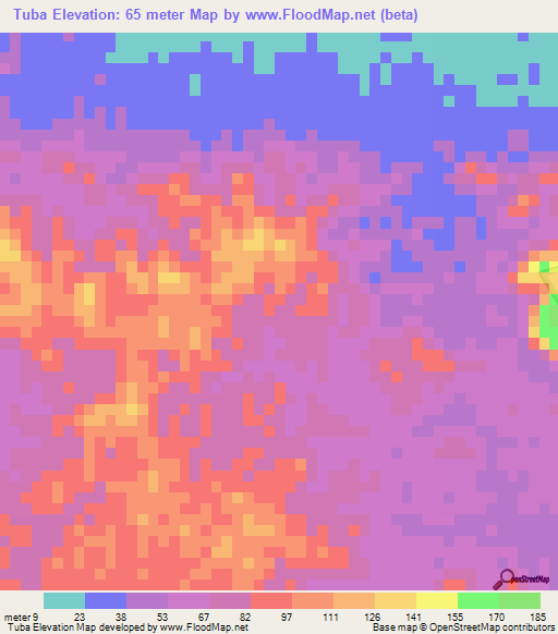 Tuba,Guatemala Elevation Map