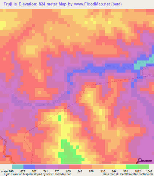 Trujillo,Guatemala Elevation Map