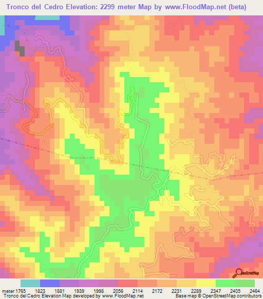 Tronco del Cedro,Guatemala Elevation Map