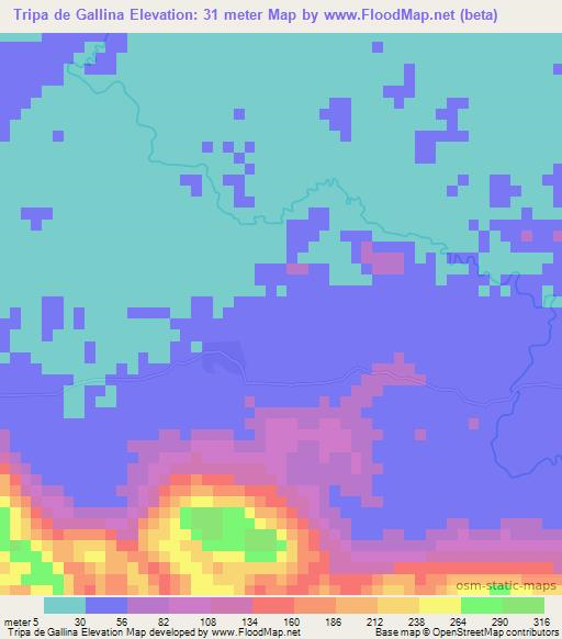 Tripa de Gallina,Guatemala Elevation Map