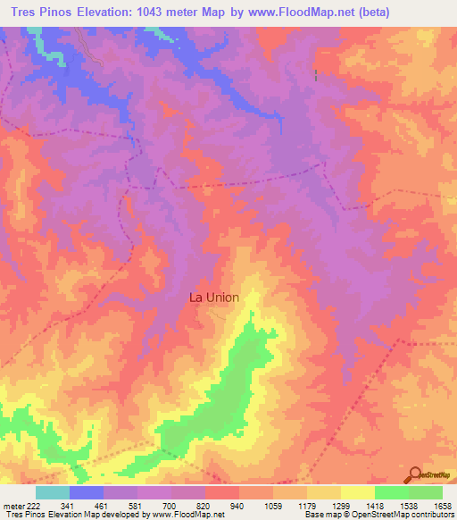 Tres Pinos,Guatemala Elevation Map