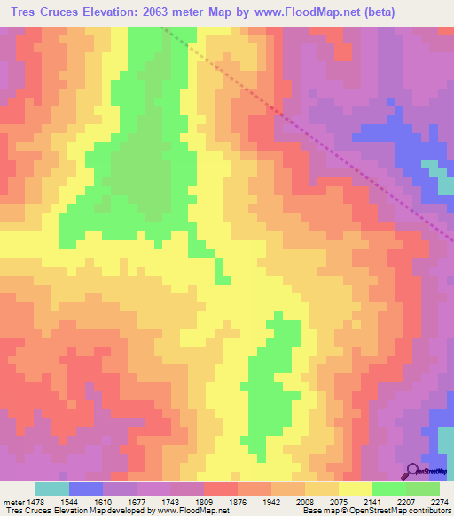 Tres Cruces,Guatemala Elevation Map