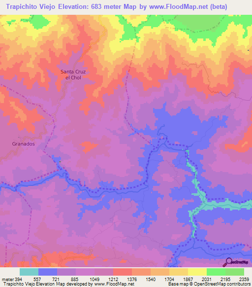 Trapichito Viejo,Guatemala Elevation Map