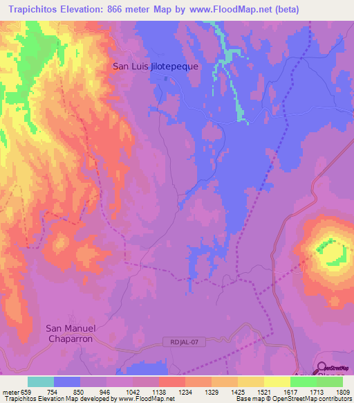 Trapichitos,Guatemala Elevation Map