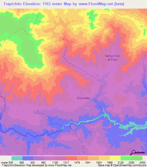 Trapichito,Guatemala Elevation Map