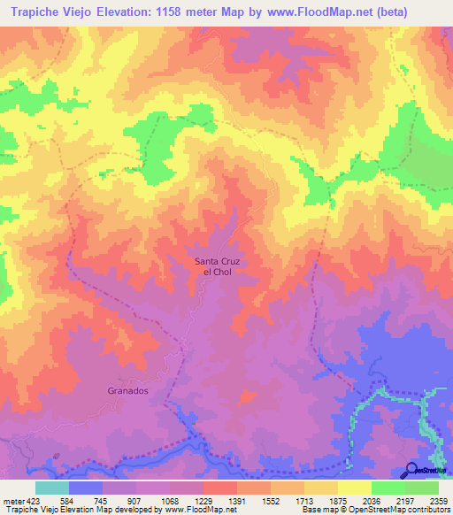 Trapiche Viejo,Guatemala Elevation Map