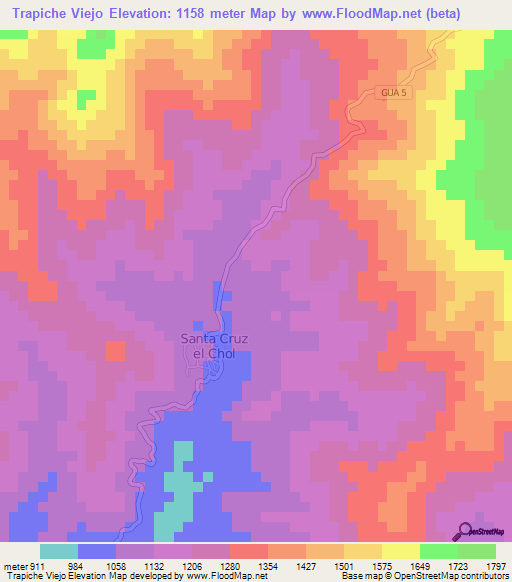 Trapiche Viejo,Guatemala Elevation Map