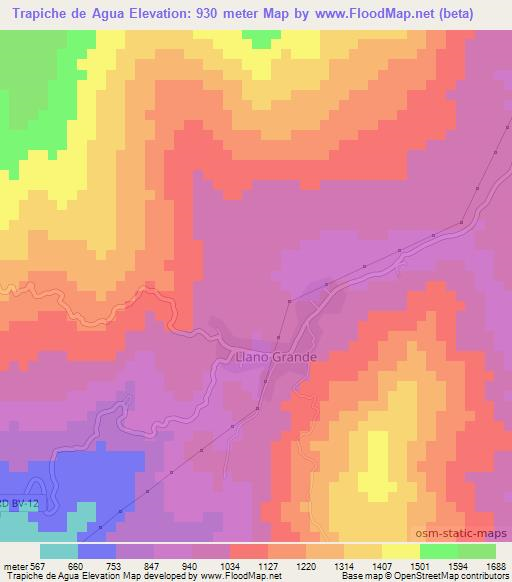 Trapiche de Agua,Guatemala Elevation Map