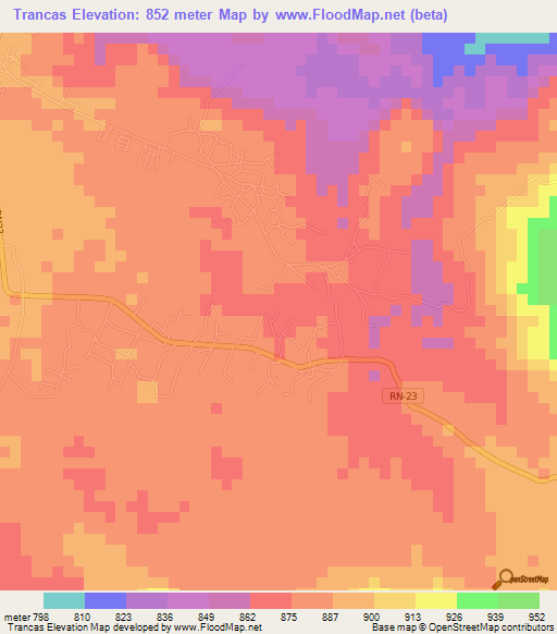 Trancas,Guatemala Elevation Map