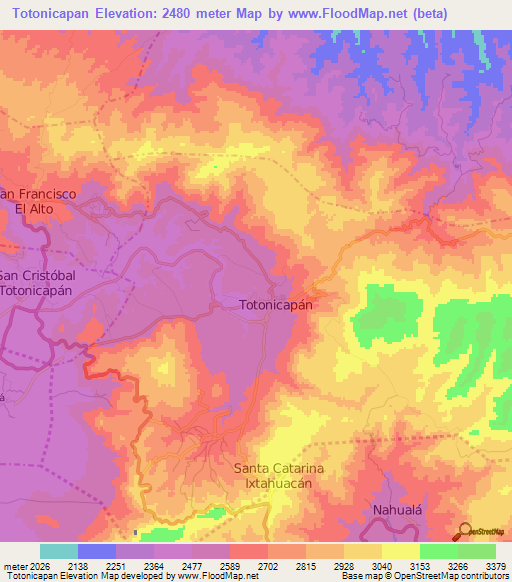 Totonicapan,Guatemala Elevation Map