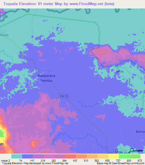 Toquela,Guatemala Elevation Map