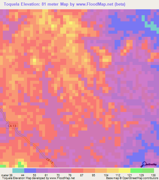 Toquela,Guatemala Elevation Map