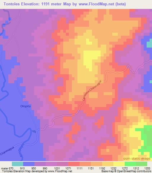 Tontoles,Guatemala Elevation Map