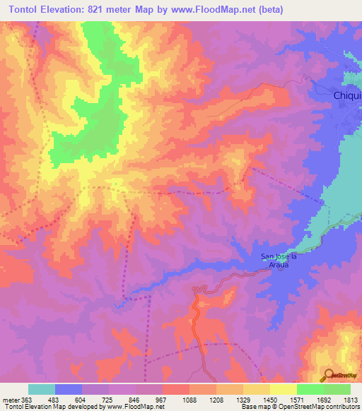 Tontol,Guatemala Elevation Map