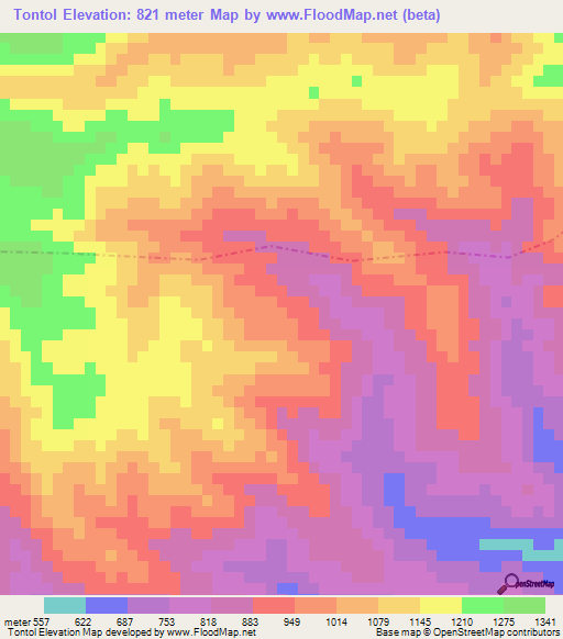 Tontol,Guatemala Elevation Map