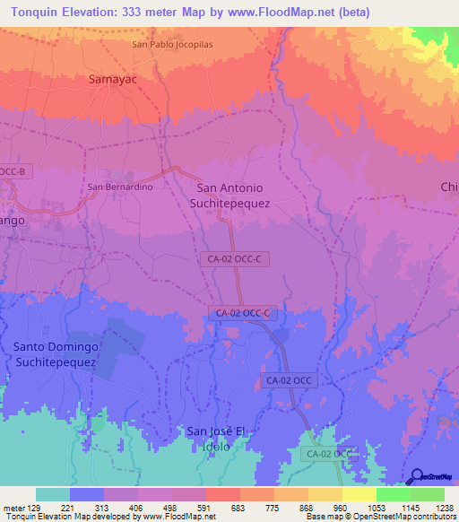 Tonquin,Guatemala Elevation Map