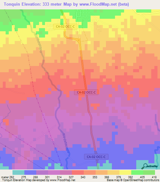 Tonquin,Guatemala Elevation Map