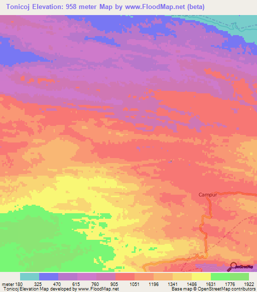 Tonicoj,Guatemala Elevation Map