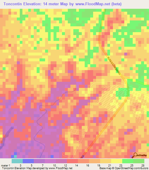 Toncontin,Guatemala Elevation Map