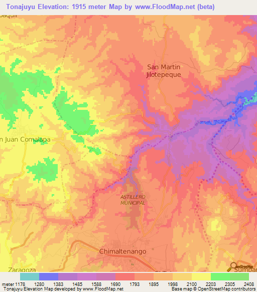 Tonajuyu,Guatemala Elevation Map