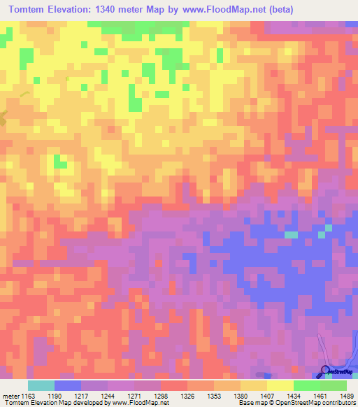 Tomtem,Guatemala Elevation Map