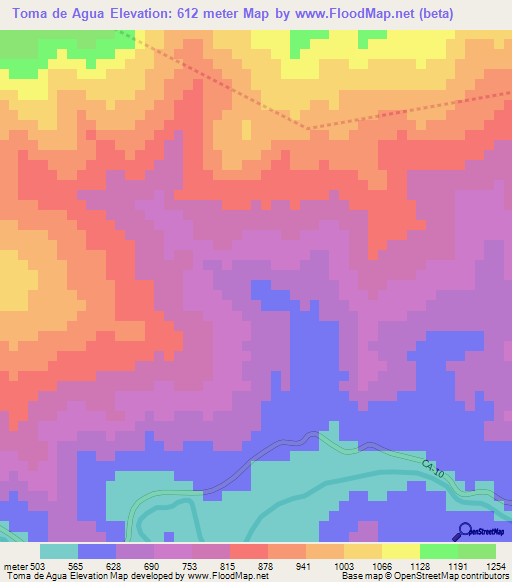 Toma de Agua,Guatemala Elevation Map