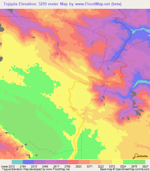 Tojquia,Guatemala Elevation Map