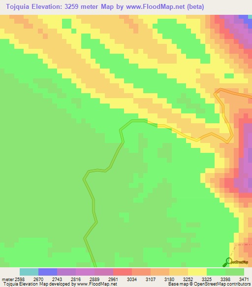 Tojquia,Guatemala Elevation Map