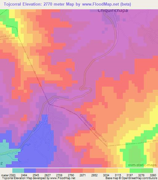 Tojcorral,Guatemala Elevation Map