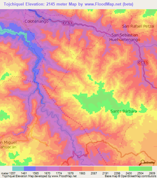 Tojchiquel,Guatemala Elevation Map