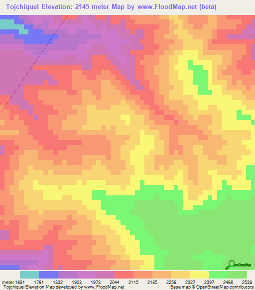 Tojchiquel,Guatemala Elevation Map