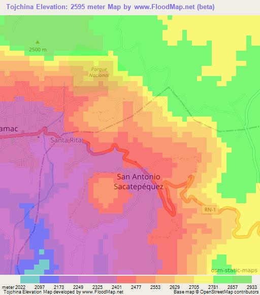 Tojchina,Guatemala Elevation Map