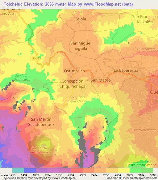 Tojcheluc,Guatemala Elevation Map