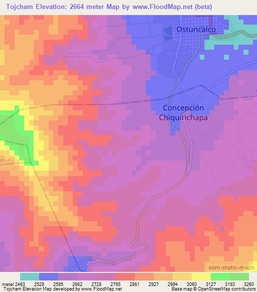 Tojcham,Guatemala Elevation Map