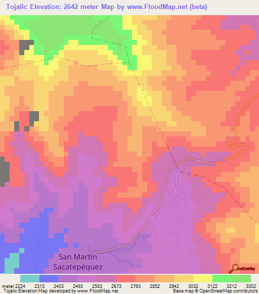 Tojalic,Guatemala Elevation Map