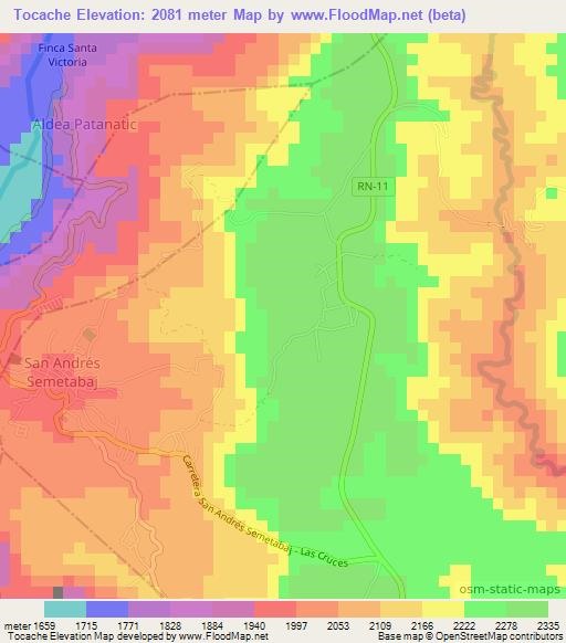 Tocache,Guatemala Elevation Map