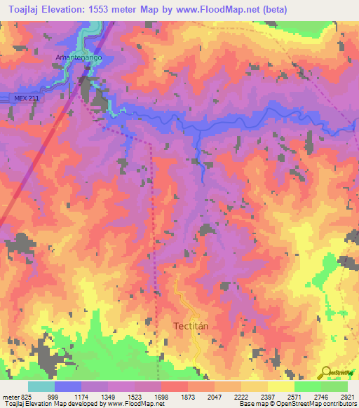 Toajlaj,Guatemala Elevation Map