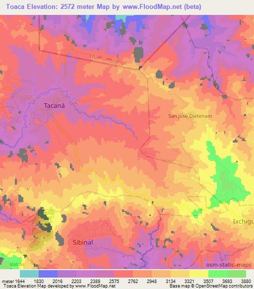 Toaca,Guatemala Elevation Map