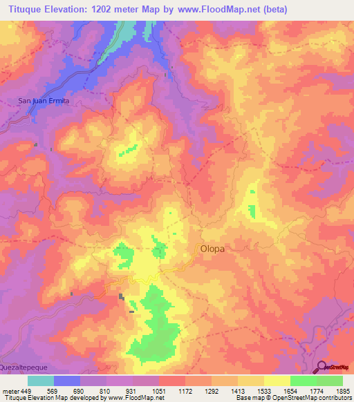 Tituque,Guatemala Elevation Map