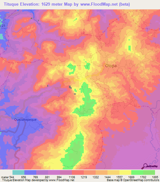 Tituque,Guatemala Elevation Map