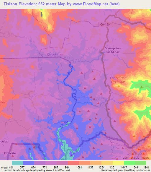 Tisizon,Guatemala Elevation Map